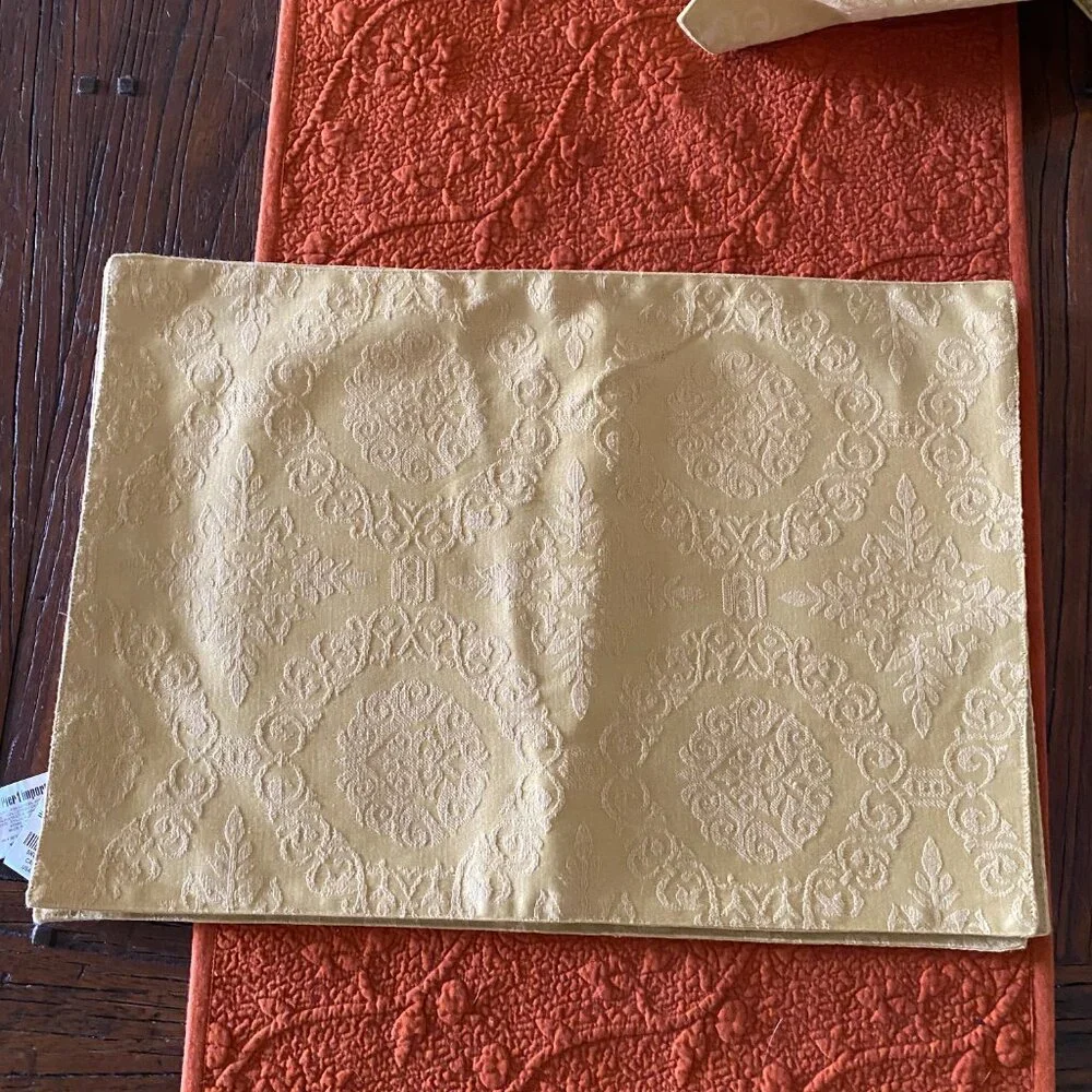 Pier 1 Imports Gold Jacquard Placemats – Set of 4 - Perfect for the Holidays